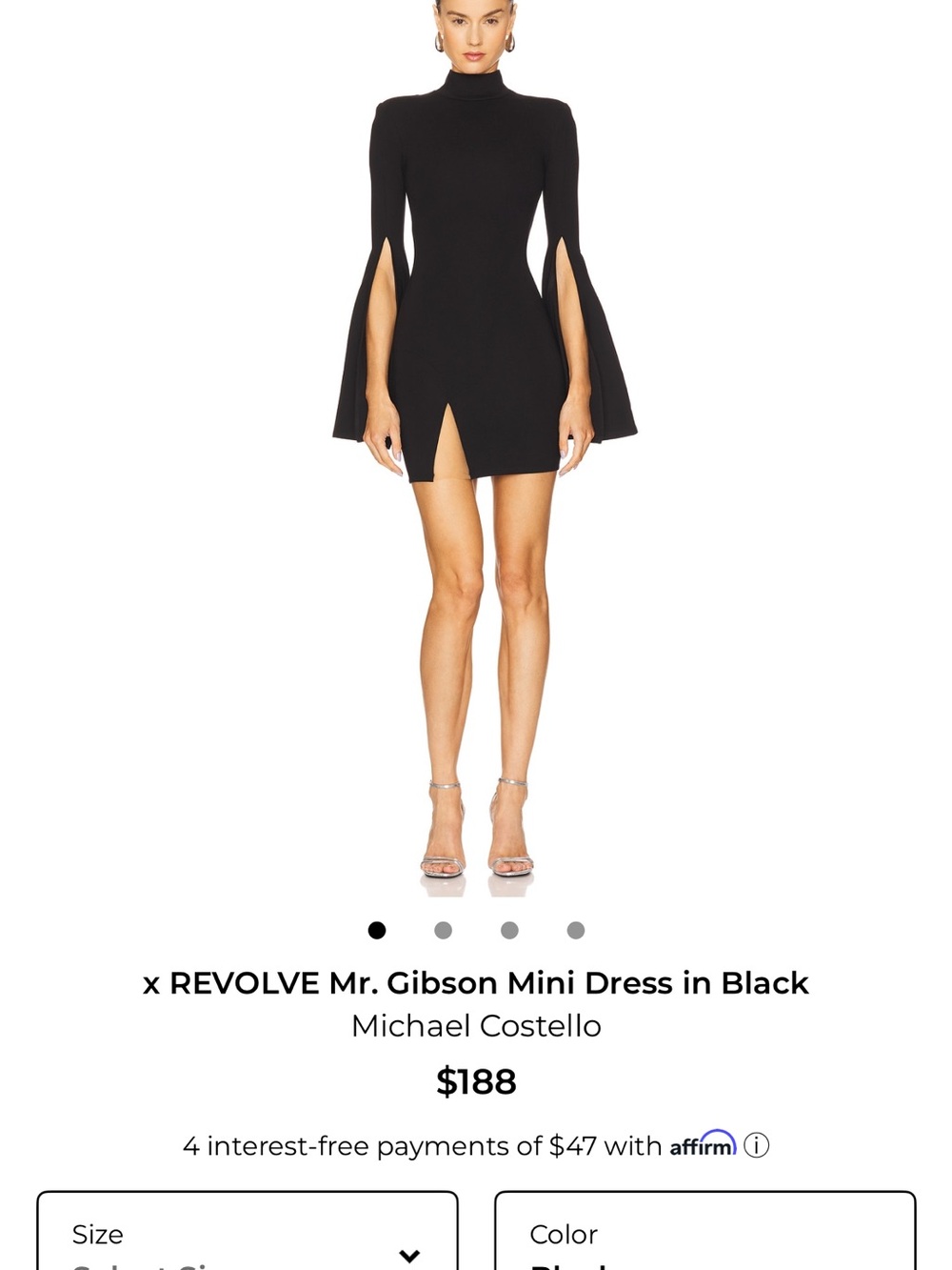 Michael Costello x REVOLVE Black Mini Dress with Slit Sleeves
